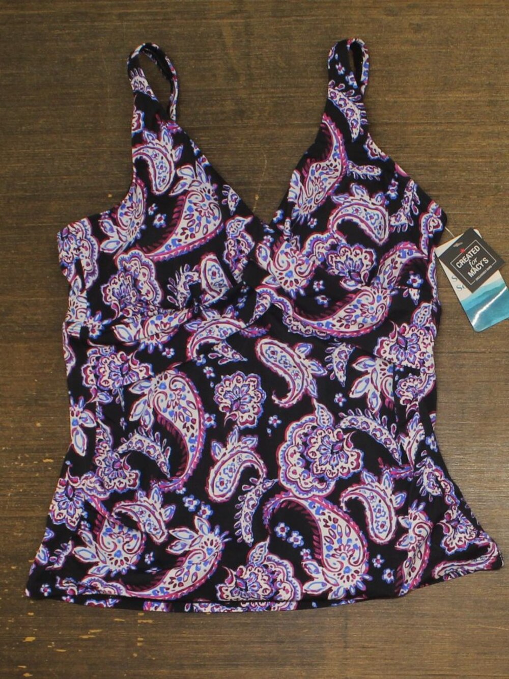 Swim Solutions Black Swim Solutions Bikini Paisley Print Tankini Top